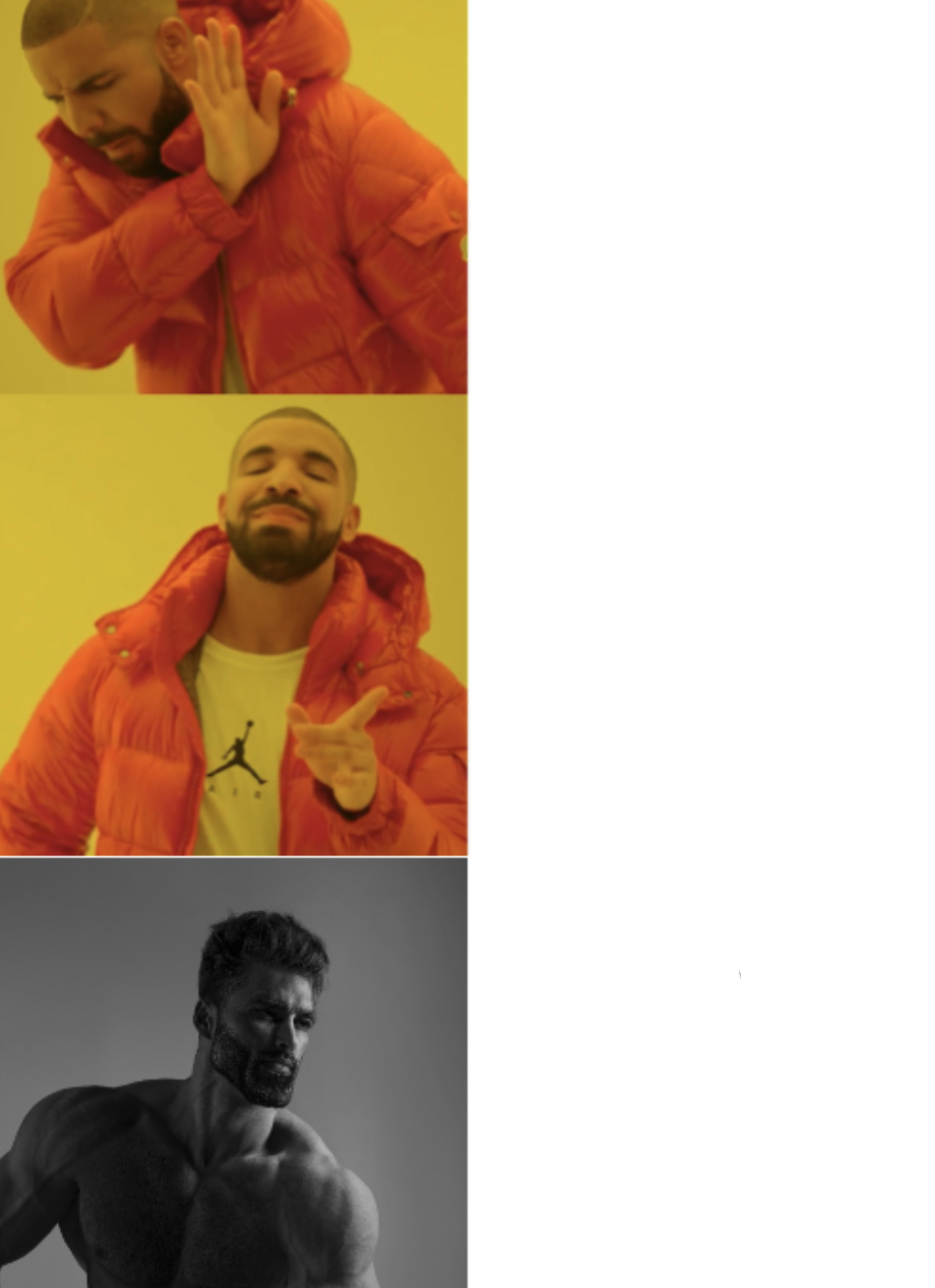 Drake hotline bling meme template but there is more Blank Meme Template