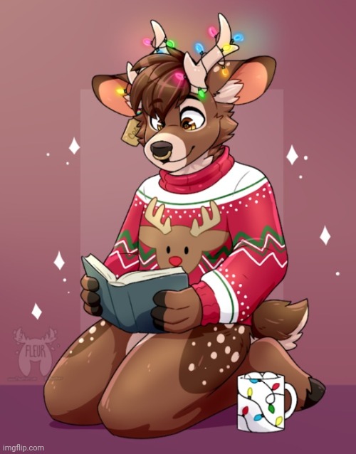 Art by Fleurfurr | image tagged in furry,art,christmas | made w/ Imgflip meme maker