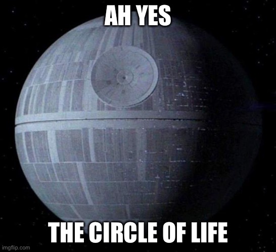 Circle (sphere) | AH YES; THE CIRCLE OF LIFE | image tagged in death star,circle of life,life | made w/ Imgflip meme maker