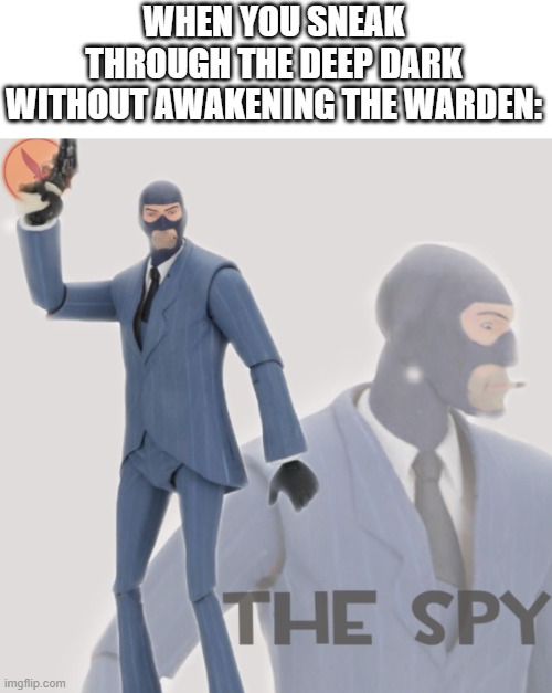 i did it once | WHEN YOU SNEAK THROUGH THE DEEP DARK WITHOUT AWAKENING THE WARDEN: | image tagged in meet the spy | made w/ Imgflip meme maker