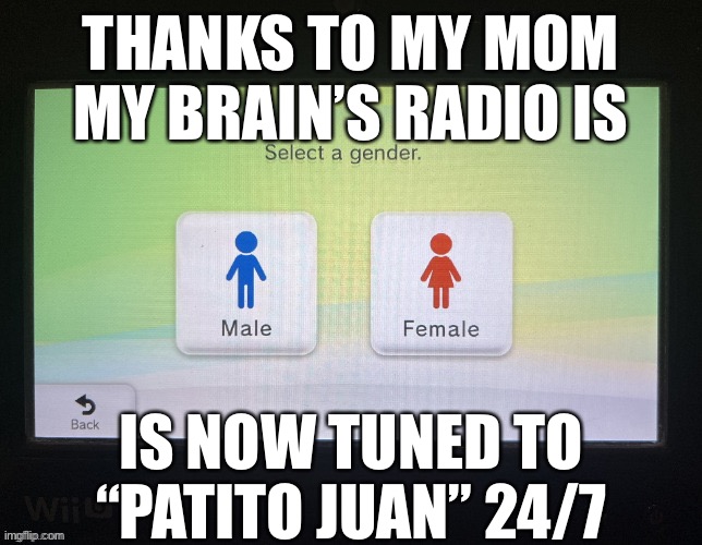 Stupid Spanish baby thing | THANKS TO MY MOM MY BRAIN’S RADIO IS; IS NOW TUNED TO “PATITO JUAN” 24/7 | image tagged in balls | made w/ Imgflip meme maker