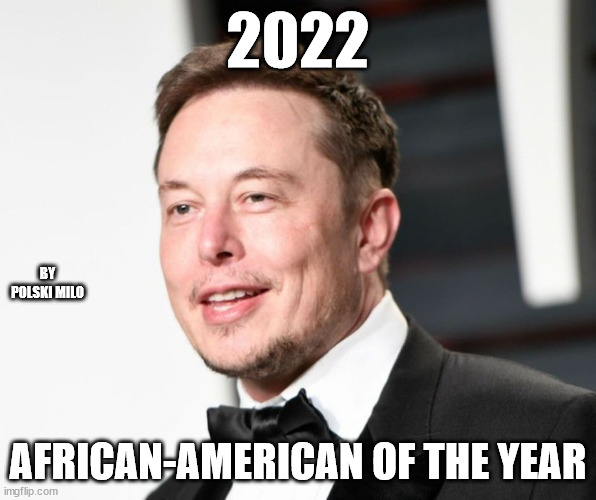 elon | 2022; BY POLSKI MILO; AFRICAN-AMERICAN OF THE YEAR | image tagged in funny meme | made w/ Imgflip meme maker