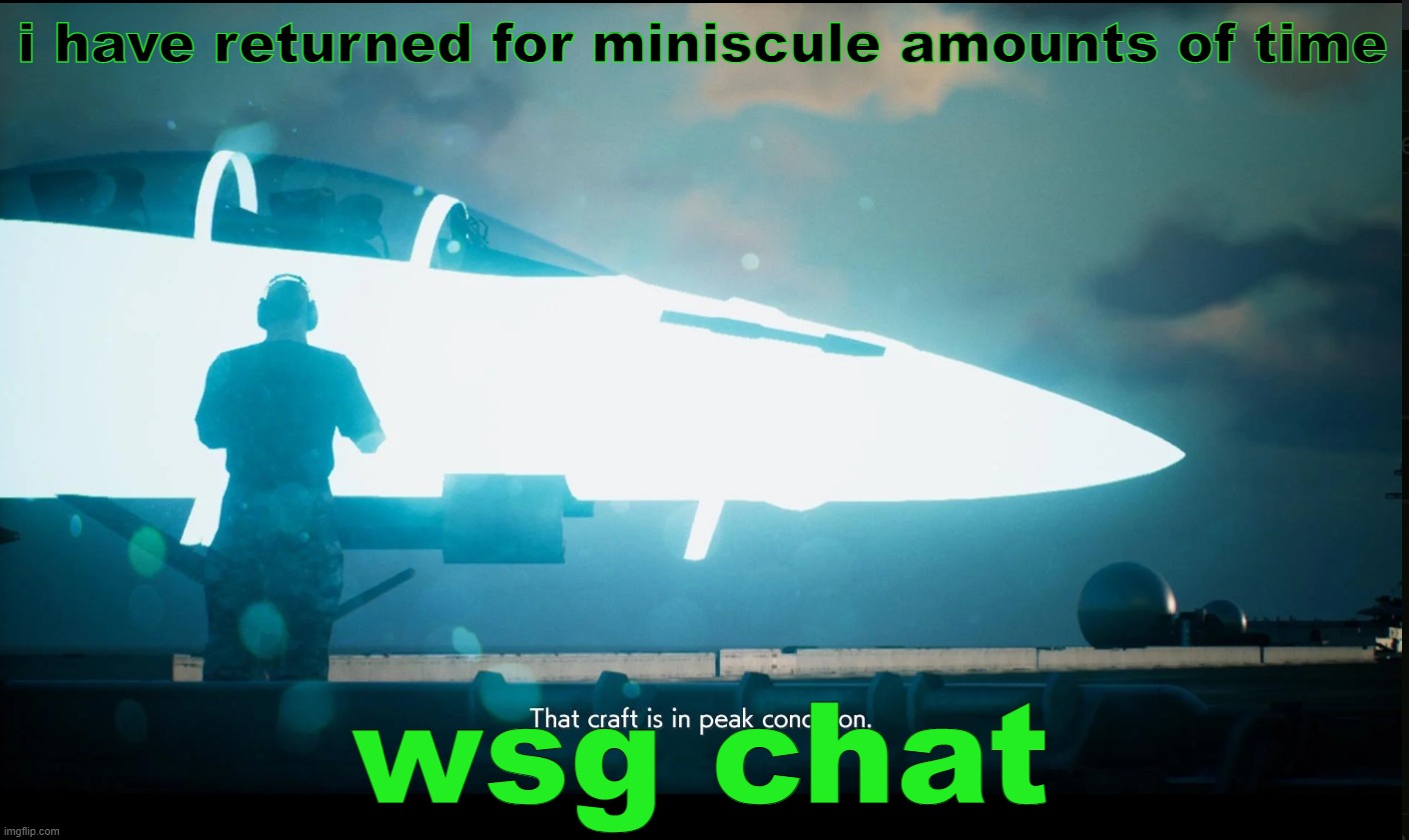 That craft is in peak condition | i have returned for miniscule amounts of time; wsg chat | image tagged in that craft is in peak condition | made w/ Imgflip meme maker