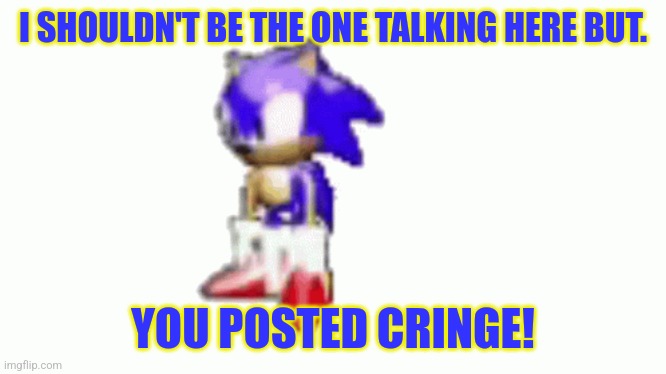 Quite The Post There | I SHOULDN'T BE THE ONE TALKING HERE BUT. YOU POSTED CRINGE! | image tagged in sonic the hedgehog | made w/ Imgflip meme maker