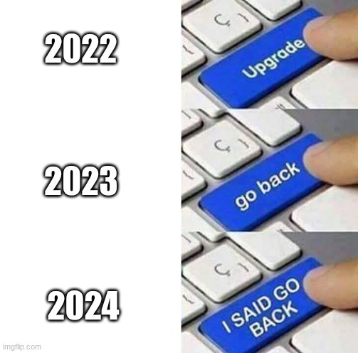 time flies | 2022; 2023; 2024 | image tagged in new year,2023,i said go back,go back | made w/ Imgflip meme maker