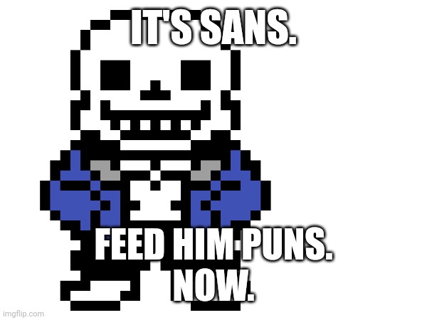 IT'S SANS. FEED HIM PUNS.
NOW. | made w/ Imgflip meme maker
