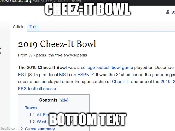 CHEEZ-IT BOWL; BOTTOM TEXT | made w/ Imgflip meme maker