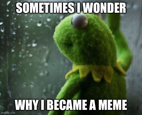 Kermit meme contemplation | SOMETIMES I WONDER; WHY I BECAME A MEME | image tagged in kermit wonder short | made w/ Imgflip meme maker