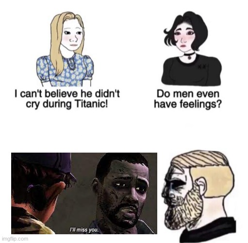 Chad crying | image tagged in chad crying,sad,depression,the walking dead | made w/ Imgflip meme maker