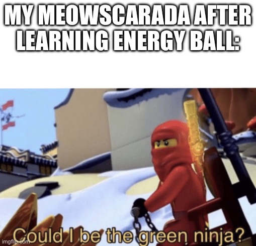 If you know then you know XD | MY MEOWSCARADA AFTER LEARNING ENERGY BALL: | image tagged in could i be the green ninja | made w/ Imgflip meme maker