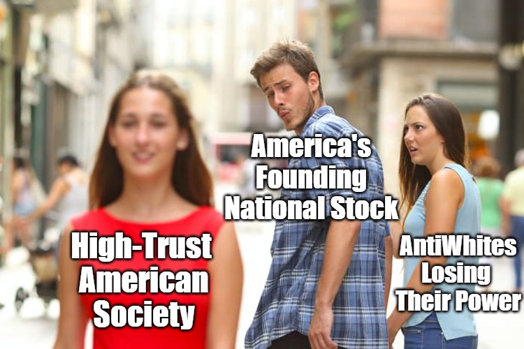Jupiterarians Make Jupiter | America's Founding 
National Stock; AntiWhites Losing 
Their Power; High-Trust 
American Society | image tagged in memes,distracted boyfriend,social cohesion,manufactured chaos,seeking sanctuary,preserve every ethnicity | made w/ Imgflip meme maker