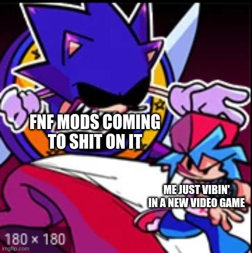 But damn man the creepy pasta mods come out before the game even releases, WTF! | FNF MODS COMING TO SHIT ON IT; ME JUST VIBIN' IN A NEW VIDEO GAME | image tagged in fnf meme,it's weird innit | made w/ Imgflip meme maker