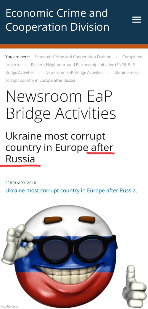 Righties: “Ukraine is corrupt!” Me: "Not as corrupt as the aggressor nation y'all constantly simp for" | image tagged in ukraine most corrupt after russia | made w/ Imgflip meme maker
