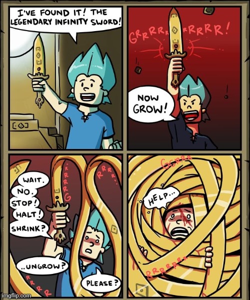 Sword growth | image tagged in sword,swords,infinity,grow,comics,comics/cartoons | made w/ Imgflip meme maker