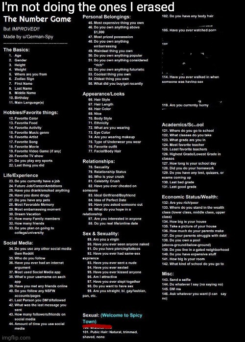 Also if you pick the Last one I DON'T HAVE TO ANSWER IT | I'm not doing the ones I erased | image tagged in pick a number | made w/ Imgflip meme maker