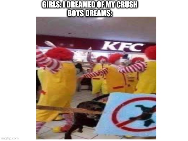 Cc | GIRLS: I DREAMED OF MY CRUSH
BOYS DREAMS: | image tagged in cursed image | made w/ Imgflip meme maker