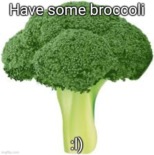 S**tpost | Have some broccoli; :l) | image tagged in broccoli for no reason | made w/ Imgflip meme maker