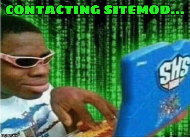Hacker man | CONTACTING SITEMOD… | image tagged in hacker man | made w/ Imgflip meme maker
