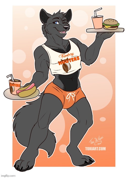 (Artist signature in picture) femboy hooters | image tagged in furry art | made w/ Imgflip meme maker