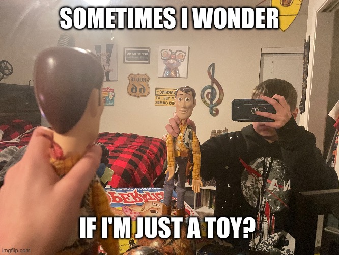 Hmm? | SOMETIMES I WONDER; IF I'M JUST A TOY? | image tagged in woody,memes,hmmm | made w/ Imgflip meme maker