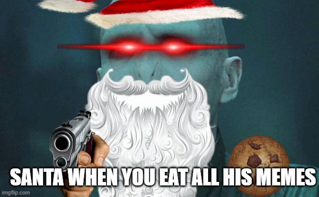 Voldemort | SANTA WHEN YOU EAT ALL HIS MEMES | image tagged in voldemort | made w/ Imgflip meme maker