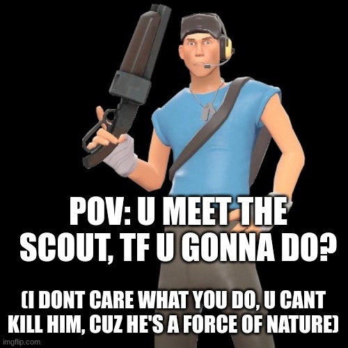 I really dont care what you do | POV: U MEET THE SCOUT, TF U GONNA DO? (I DONT CARE WHAT YOU DO, U CANT KILL HIM, CUZ HE'S A FORCE OF NATURE) | image tagged in scout | made w/ Imgflip meme maker