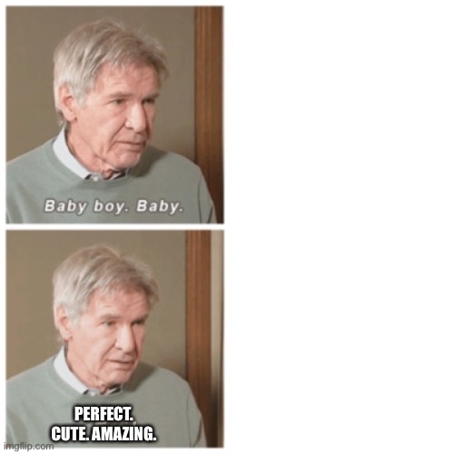 Baby boy. Baby. Evil. | PERFECT. CUTE. AMAZING. | image tagged in baby boy baby evil | made w/ Imgflip meme maker