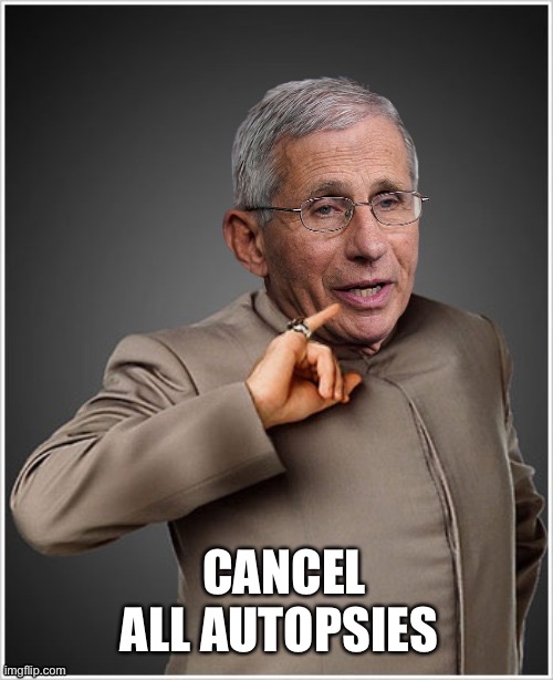 Dr Evil Fauci | CANCEL ALL AUTOPSIES | image tagged in dr evil fauci | made w/ Imgflip meme maker