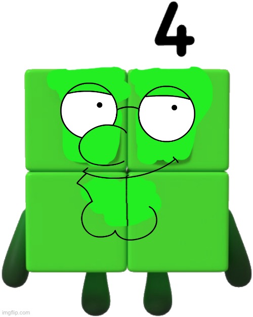 Cursed Numberblock image 2 (mod note: Andy why is this kinda funny- lol) | image tagged in four,family guy,4,peter griffin | made w/ Imgflip meme maker