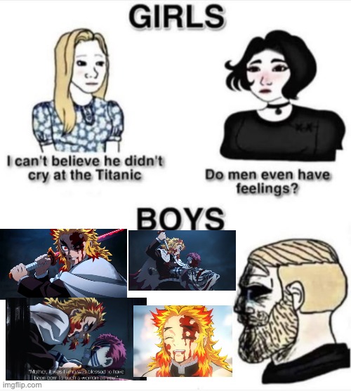 where legends cried | image tagged in do men even have feelings,sad,demon slayer,rengoku,chad,donut | made w/ Imgflip meme maker