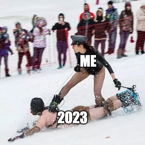 bring it. | ME; 2023 | image tagged in gimp snowboard | made w/ Imgflip meme maker