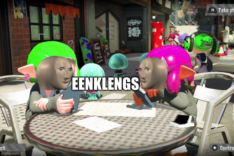 Meme man inkling | EENKLENGS | image tagged in inklings on their phone | made w/ Imgflip meme maker