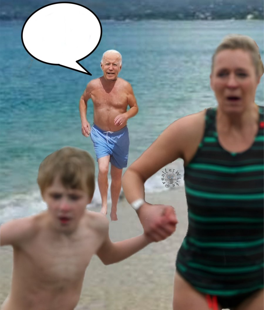 Biden Beach attack Blank Meme Template