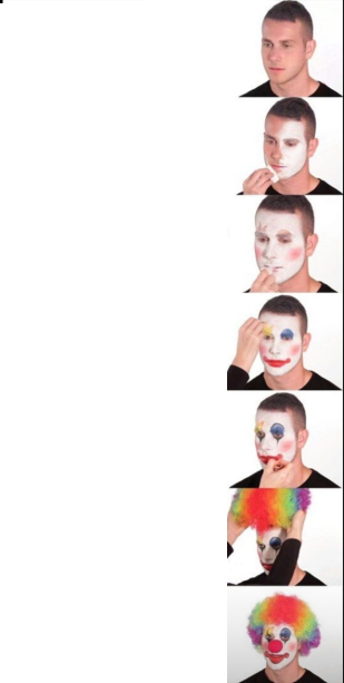 High Quality Extended Clown template Blank Meme Template