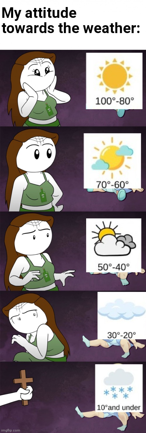 Weather, man ? | My attitude towards the weather: | image tagged in rebecca's dolls | made w/ Imgflip meme maker