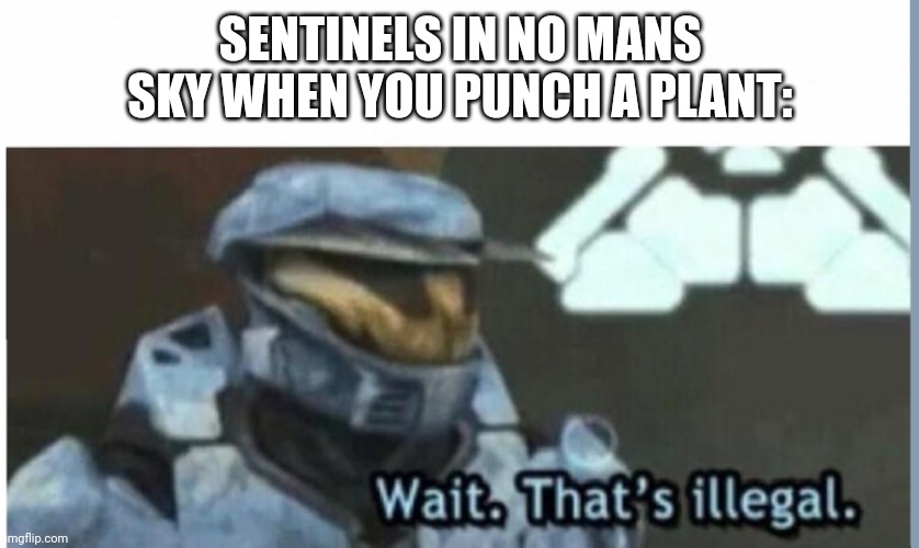 NMS | SENTINELS IN NO MANS SKY WHEN YOU PUNCH A PLANT: | image tagged in wait that's illegal | made w/ Imgflip meme maker