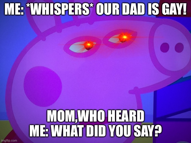 What did you say | ME: *WHISPERS* OUR DAD IS GAY! MOM,WHO HEARD ME: WHAT DID YOU SAY? | image tagged in what did you say | made w/ Imgflip meme maker