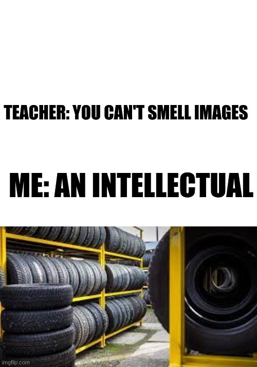 Meme | TEACHER: YOU CAN'T SMELL IMAGES; ME: AN INTELLECTUAL | image tagged in funny memes | made w/ Imgflip meme maker
