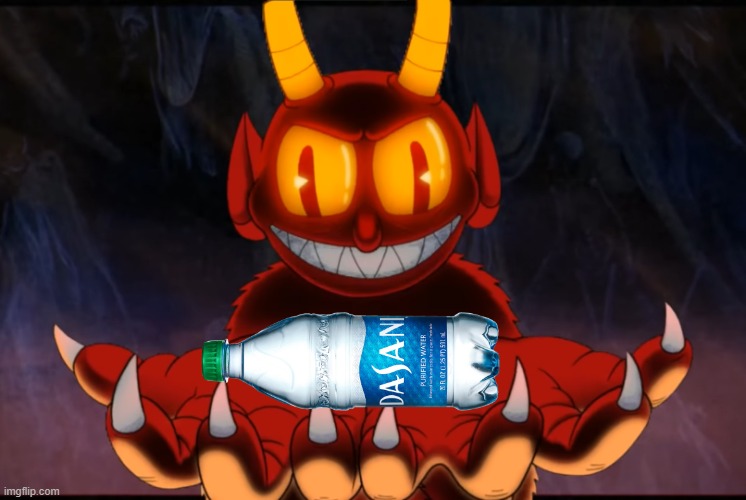 The Devil is offering you some very normal water | image tagged in the devil,cuphead,cuphead devil,memes | made w/ Imgflip meme maker