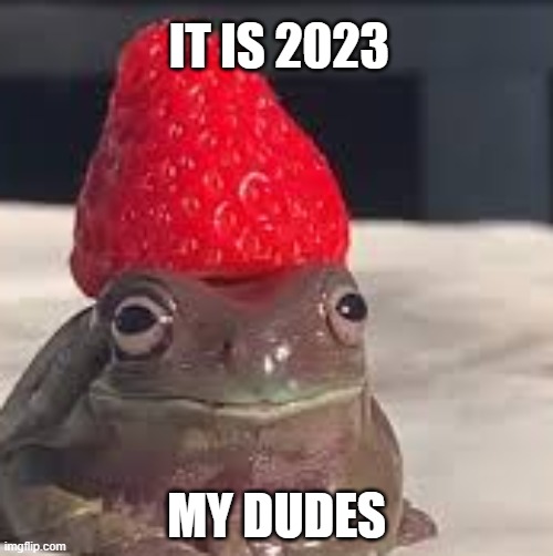 2023 vine ref | IT IS 2023; MY DUDES | image tagged in frog,2023 | made w/ Imgflip meme maker