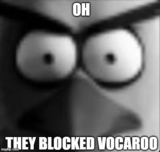 chuckpost | OH; THEY BLOCKED VOCAROO | image tagged in chuckpost | made w/ Imgflip meme maker