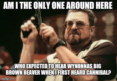 Am I The Only One Around Here Meme | AM I THE ONLY ONE AROUND HERE WHO EXPECTED TO HEAR WYNONNAS BIG BROWN BEAVER WHEN I FIRST HEARD CANNIBAL? | image tagged in memes,am i the only one around here,AdviceAnimals | made w/ Imgflip meme maker