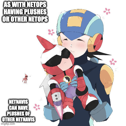 MegaMan.EXE WIth ProtoMan.EXE Plush | AS WITH NETOPS HAVING PLUSHES OR OTHER NETOPS; NETNAVIS CAN HAVE PLUSHES OF OTHER NETNAVIS | image tagged in plush,megamanexe,protomanexe,megaman,megaman battle network,memes | made w/ Imgflip meme maker