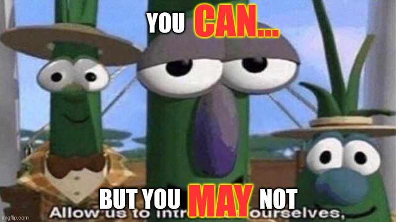 VeggieTales 'Allow us to introduce ourselfs' | YOU BUT YOU                  NOT CAN... MAY | image tagged in veggietales 'allow us to introduce ourselfs' | made w/ Imgflip meme maker