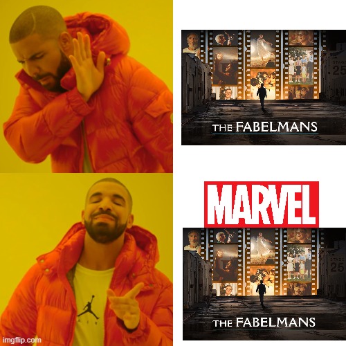 Modern moviegoers be like... | image tagged in drake hotline bling,movies,steven spielberg,marvel | made w/ Imgflip meme maker