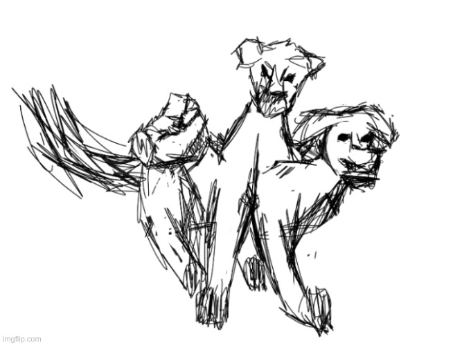 sketch of my three headed dog, eggo <3 | image tagged in aww,dog,drawing | made w/ Imgflip meme maker