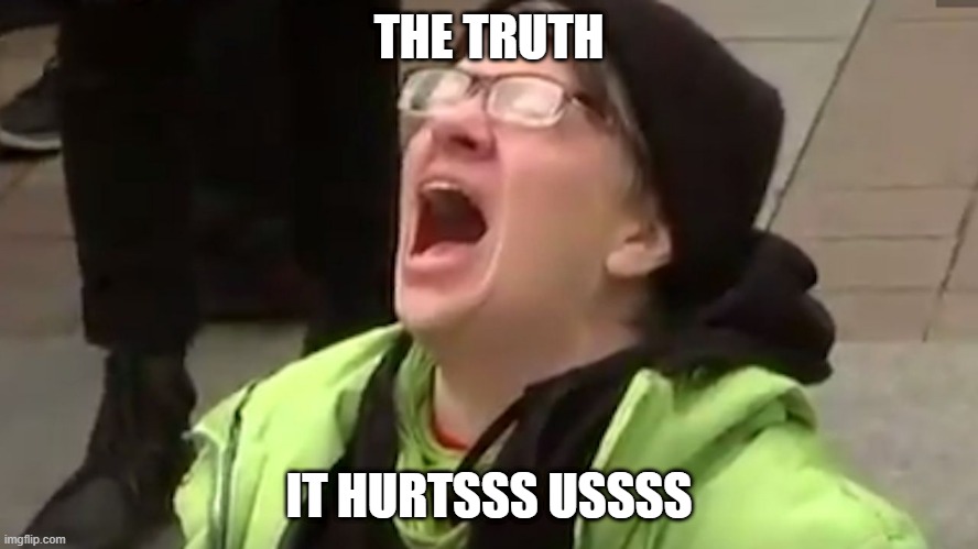 Screaming Liberal  | THE TRUTH IT HURTSSS USSSS | image tagged in screaming liberal | made w/ Imgflip meme maker