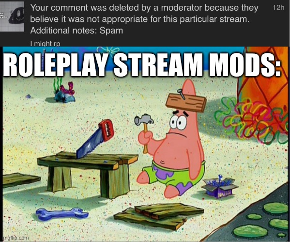 ROLEPLAY STREAM MODS: | image tagged in patrick smart dumb | made w/ Imgflip meme maker