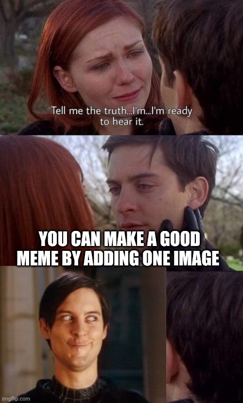 Tell me the truth, I'm ready to hear it | YOU CAN MAKE A GOOD MEME BY ADDING ONE IMAGE | image tagged in tell me the truth i'm ready to hear it | made w/ Imgflip meme maker