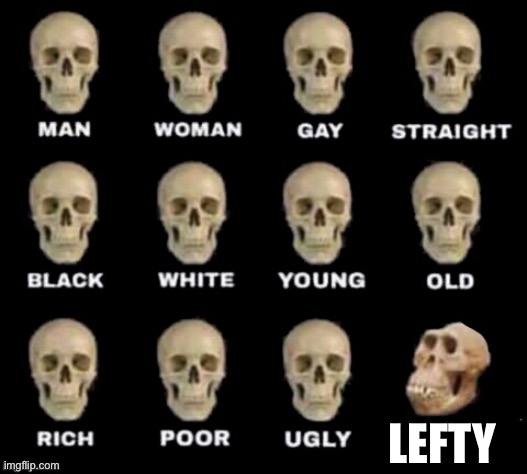 idiot skull | LEFTY | image tagged in idiot skull | made w/ Imgflip meme maker
